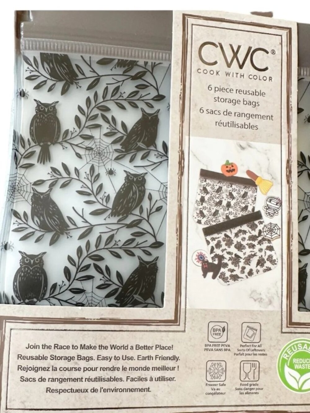 HALLOWEEN Themed Reusable Storage Bags Set/6